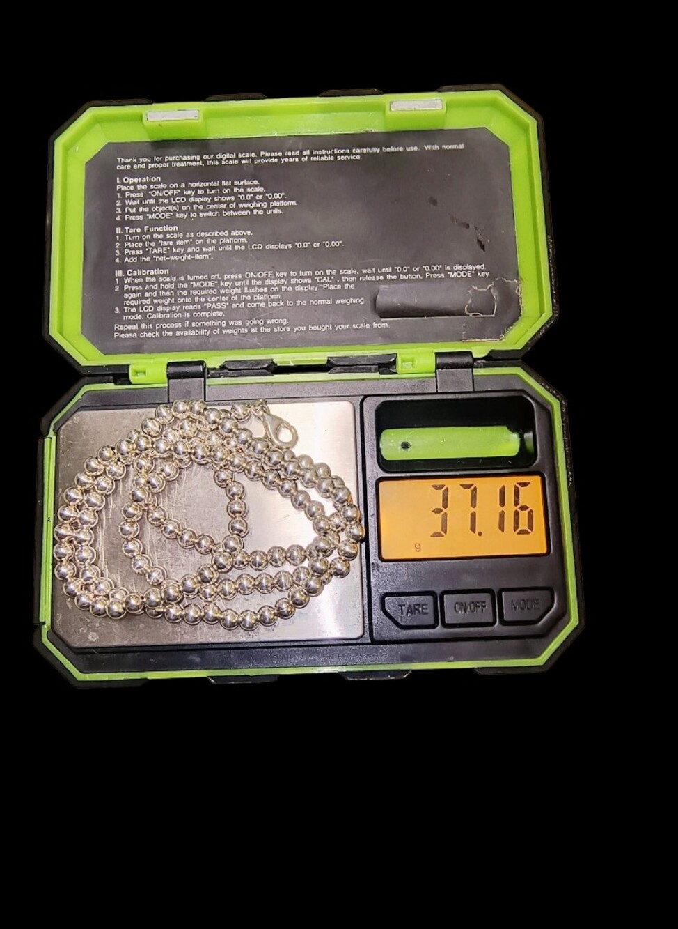 Heavy Sterling Silver Unisex Italy Beaded Chain Necklace 37 Grams - Picture 10 of 10